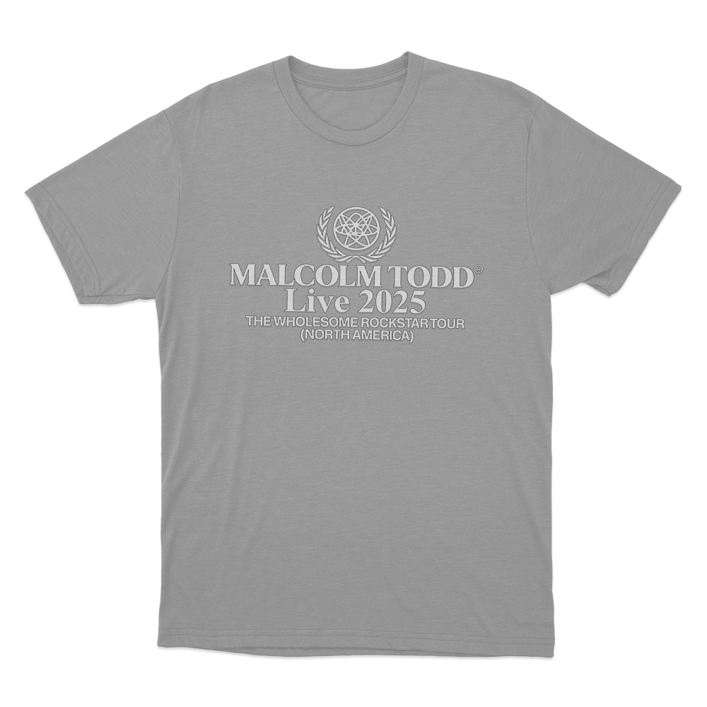 Malcolm Todd Live 2025 Unisex T Shirt Grey Malcolm Todd Live 2025 Unisex T Shirt Grey